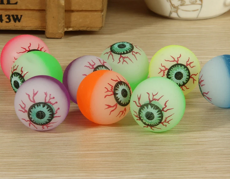 

10pcs/lot 32mm Cool Simulation Eyeball Mixed Bouncy Ball Quality Child Elastic Rubber Ball Children of Pinball Toy Balls