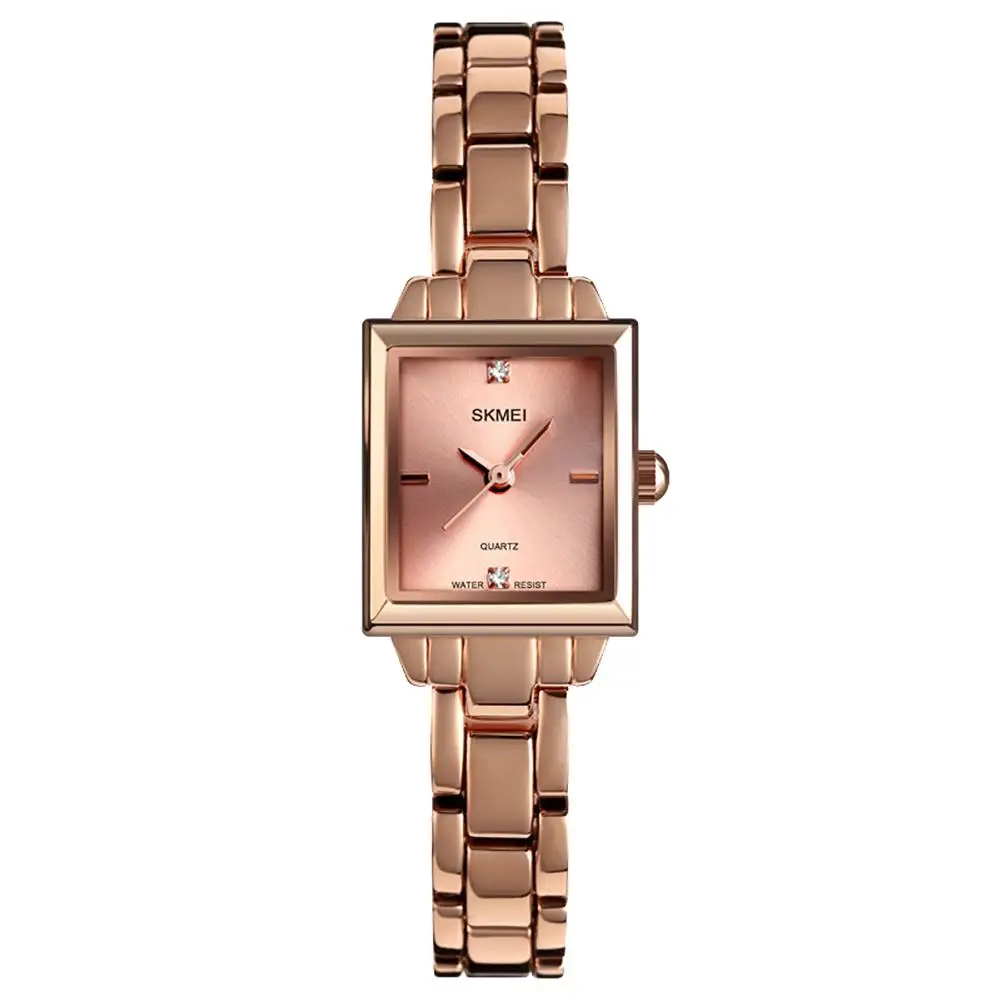 

Sanwood Fashion Women Rectangle Dial Iron Wristband Diamond Inlaid Wrist Quartz Watch