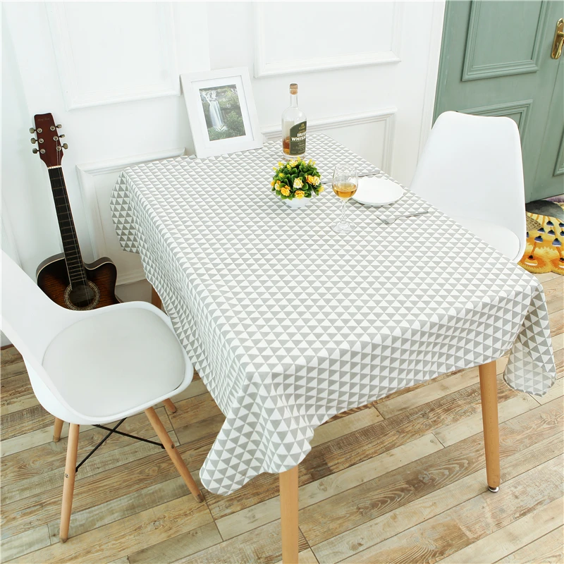 

Recommend Grey tringle Geometric Linen Printed Napkins table cloths for home TableCloth Banquet Decoration Covers tapetes