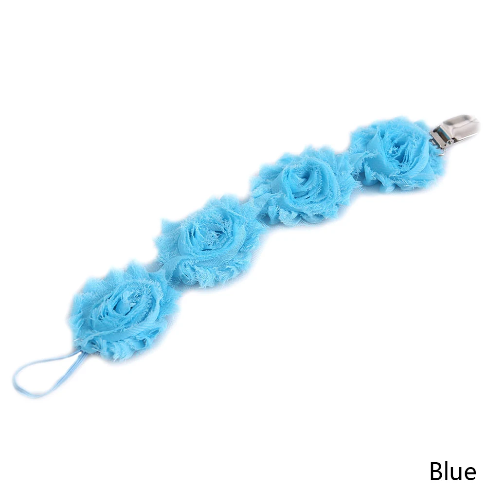 

Baby Girls Infant Rose Flower Feeding Dummy Pacifier Clip For Nipples Baby Teething Soother Holder Strap Chain Baby Feeding Part