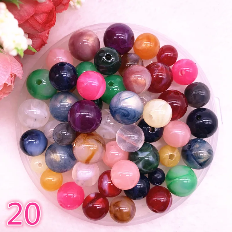 

New 8 10 12 14mm Colour Round Acrylic Beads Spacer Loose Beads for Jewelry Making DIY Handmade Bracelet #20