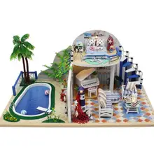 Doll House Miniature with Furniture DIY Wooden Miniaturas Dollhouse Toys for Christmas Clear Summer Villas X003