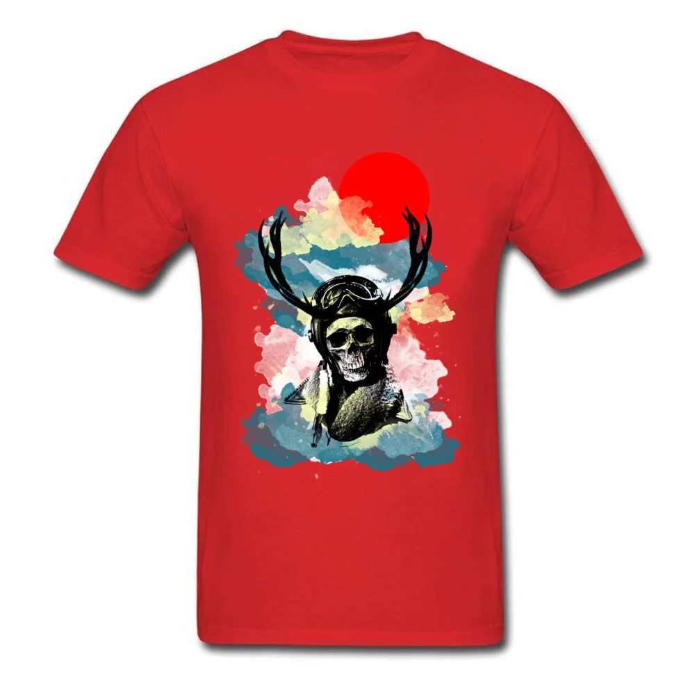 Water Color Pilot Deer and skull_red