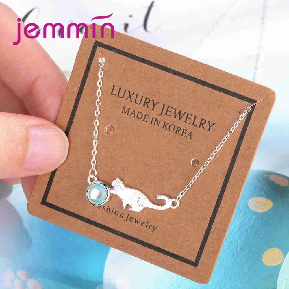 New Fashion Lovely Cate Playing Ball Design 925 Sterling Silver Necklace For Women Girls Party Jewelry Accessories