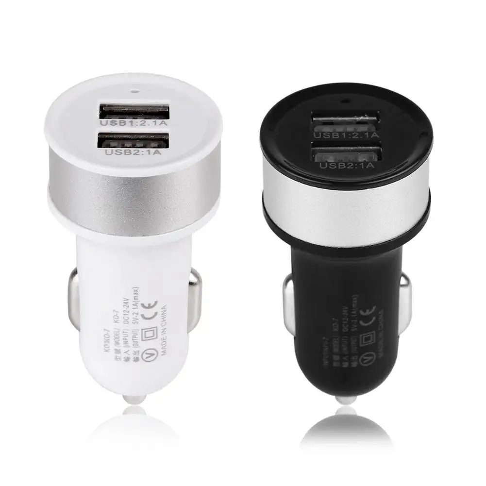 

2 Port Micro Auto Universal Dual USB Car Charger A Adapter For iPhone Android Mini Charger Cigar Socket For Mobile Phone