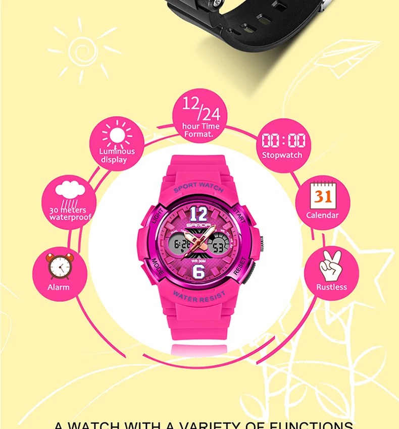 Детские Часы светодиодный цифровые часы для мальчиков и девочек студентов многофункциональные электронные водонепроницаемые часы Relogio Masculino