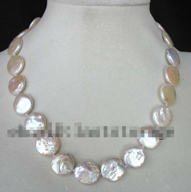 

Wholesale FREE SHIPPING > freshwater pearl white coin 15-16mm necklace 17