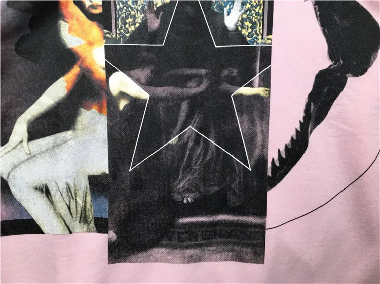 Новинка 19ss мужские розовые Девы Mary Shark Stars толстовки с капюшоном толстовки бархат хлопок Дрейк толстый флис улица хип хоп# H32