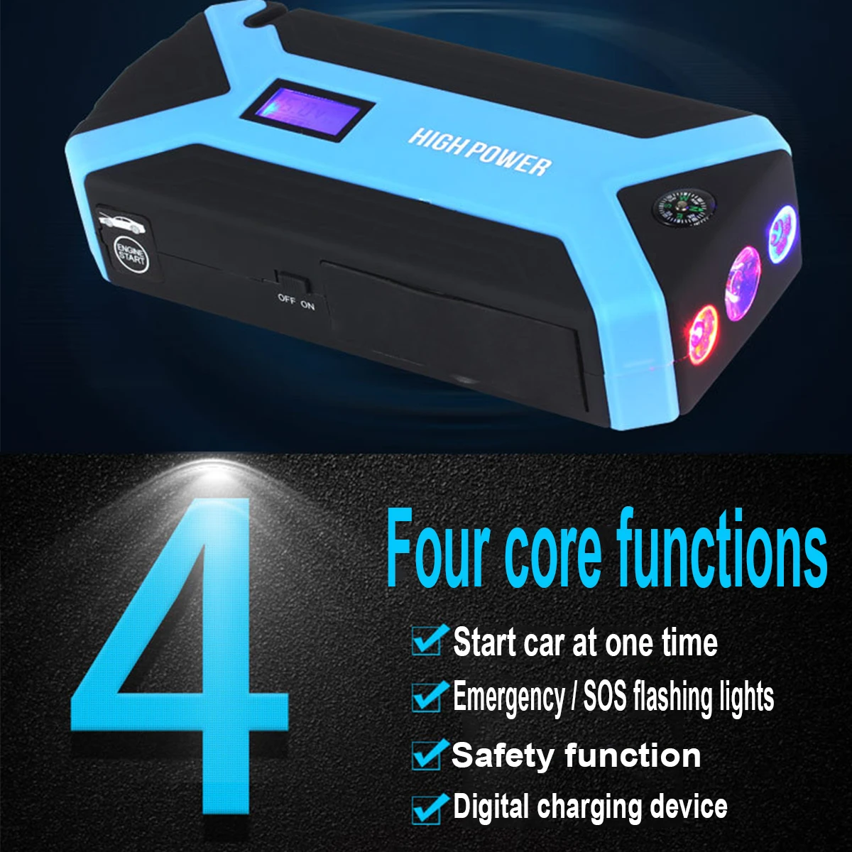  Multifunction Jump Starter 69800mAh 12V 4USB Portable Car Battery Booster Charger Booster Power Ban