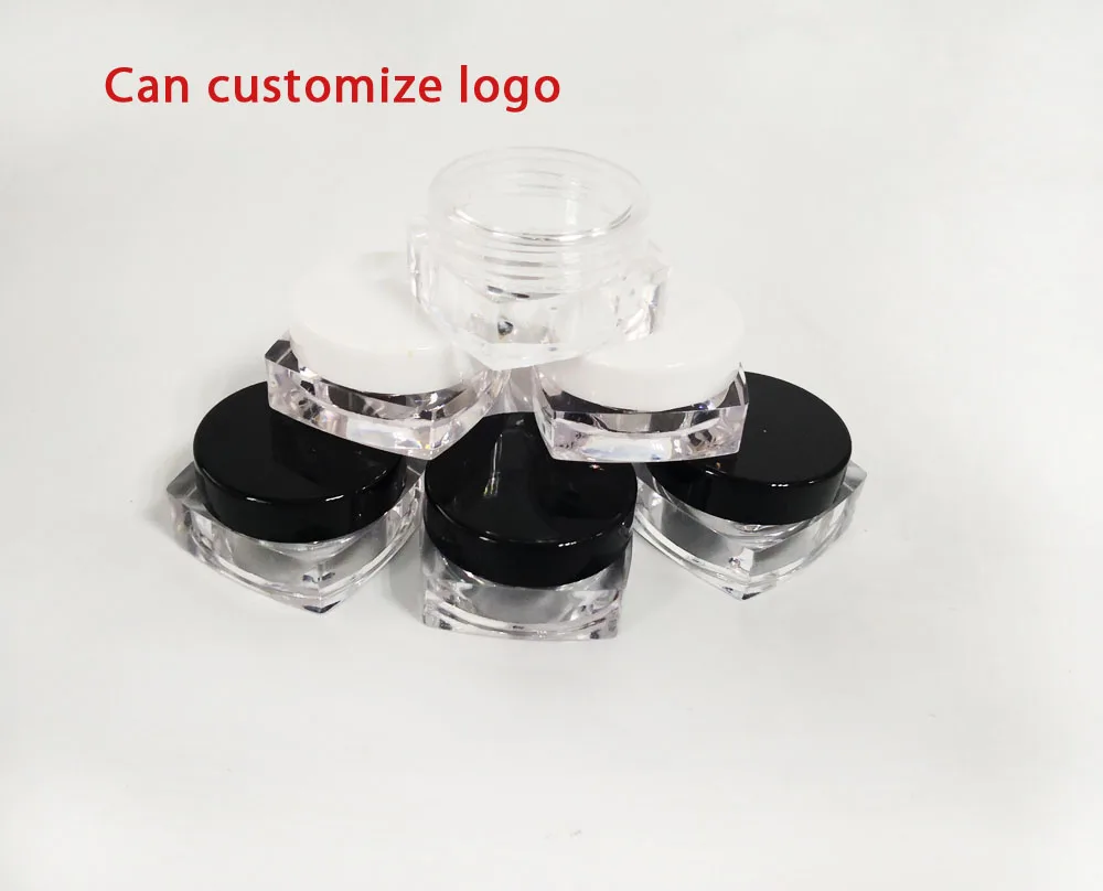

Empty plastic square 3g 5g jar 3ml 5ml cream pot loose powder jar refill container cosmetic packing