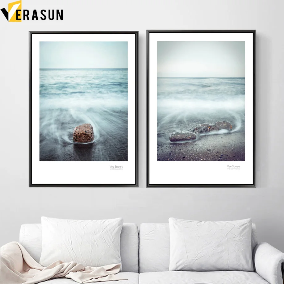 Beste Steen Zee Strand Landschap Wall Art Canvas Schilderij Nordic Posters En Prints Muur Foto #039;S Voor Woonkamer Scandinavische Decor