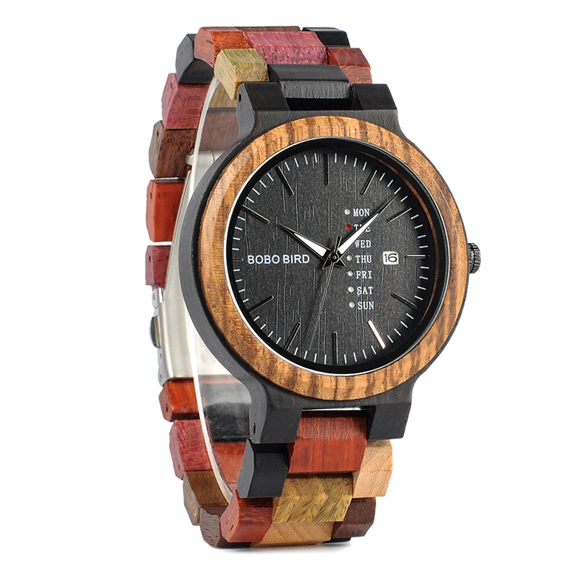 BOBO BIRD Watches Men New Arrivals Bamboo Wooden Show date Wrist Watch Quartz Male Gift in Wood Box erkek kol saati