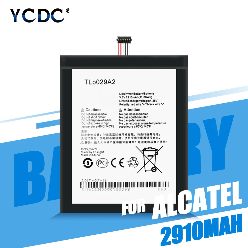 

2910mAh TLp029A2 Lithium Polymer Battery For Alcatel One Touch Idol 3 5.5" I806 6045Y 6045K 6045F / Pop 3 5.5" OT-5025 5025D
