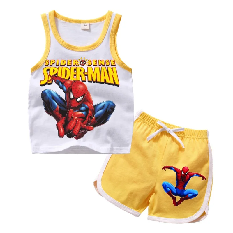 Г., летний комплект одежды с рисунком Человека-паука для мальчиков и девочек, детский жилет с рисунком, шорты Повседневный комплект детской спортивной одежды из 2 предметов