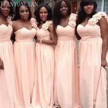 Простые длинные шифоновые Румяна розовое платье подружки невесты трапециевидной формы vestido de festa De Casamen для официального торжества выпускного вечера платья