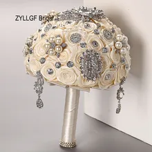 Zyllgf роскошный Букеты Свадебные бисером букет невесты Свадебный букет искусственных с жемчугом для невесты WF12