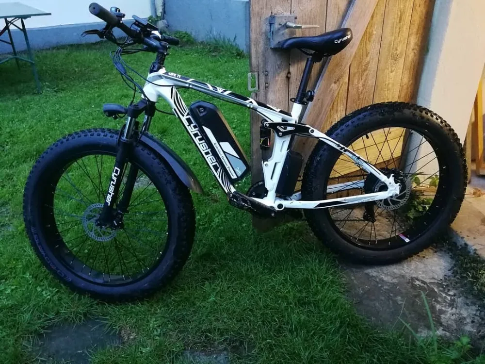 Top Cyrusher XF800 1000W 48V Electric Bike Full Suspension frame 7 Speeds widewheel road Bike outdoor smart speedometer Ebike 1