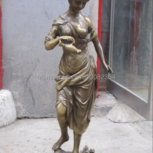 3" Западного ИСКУССТВА Бронзовая Скульптура Платье обнаженная belle гламур воды цветок Красоты УЛ