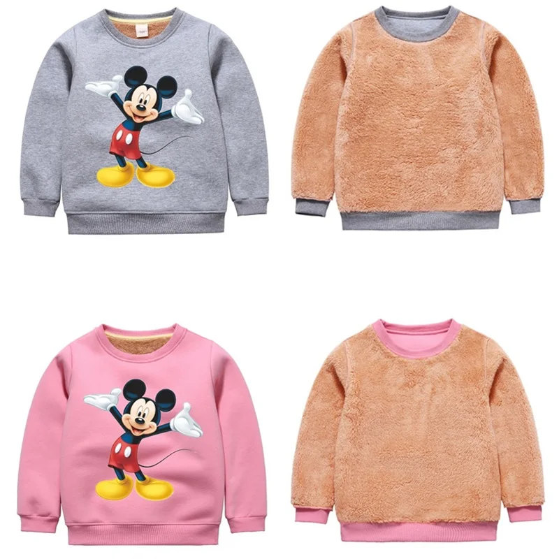 

Winter Children's Warm Clothing Mickey Minnie Cotton Children Thick Sweatshirt Baby Girl Boys Sweater Kids Cartoon Warm Clothing