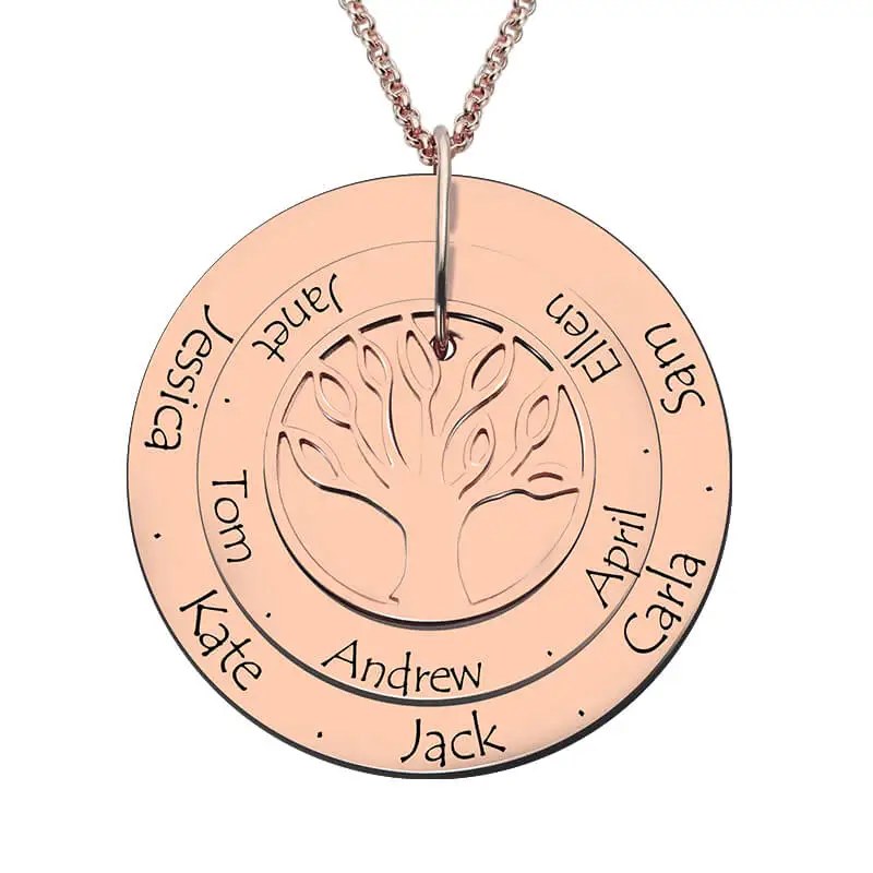 Personalized Family Tree Necklace Engraved Rose Gold Color Disc with Names Hand Stamped Layered Family Tree Disc Necklace Personalized Family Tree Necklace Engraved Rose Gold Color Disc with Names Hand Stamped Layered Family Tree Disc Necklace