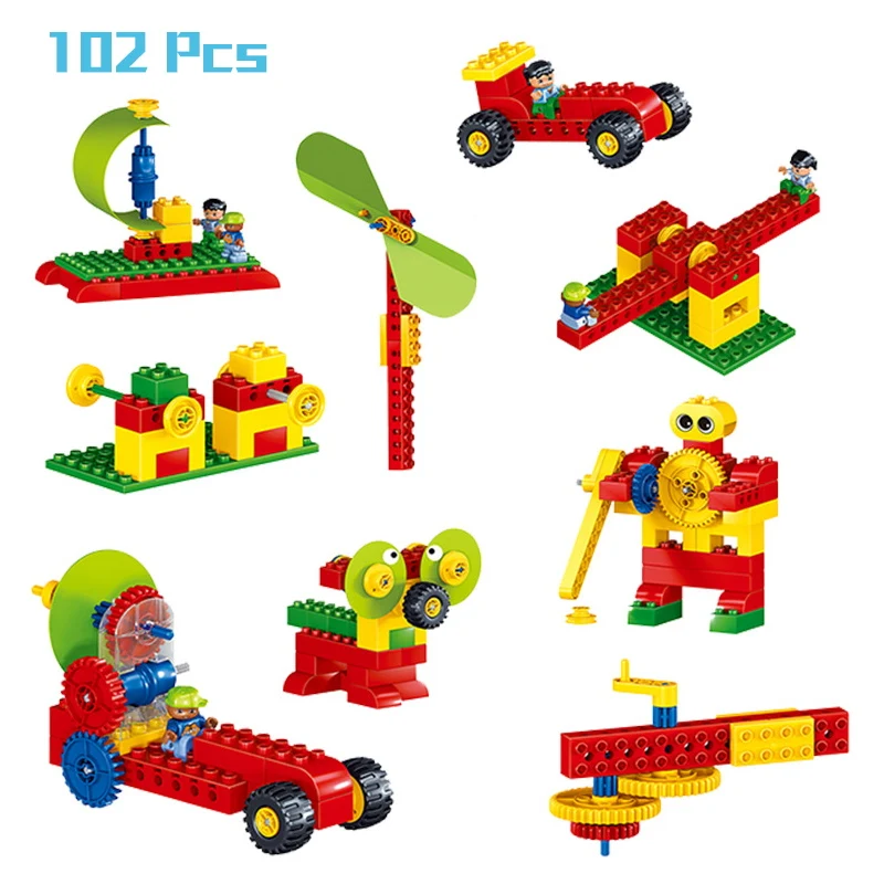 

102Pcs Duploe Educational Bricks Power Mechanical Technology Toys Compatible Large Particle Building Block Sets For Kid