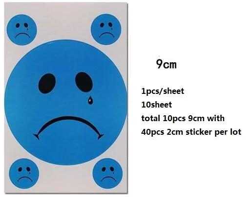 10 листов/Партия 1 см/2 см/3 см/4 см/5 см/9 см классические игрушки Sad сторонний стикер самоклеящаяся этикетка клейкой бумаги для школьного учительницы - Цвет: 9cm Blue