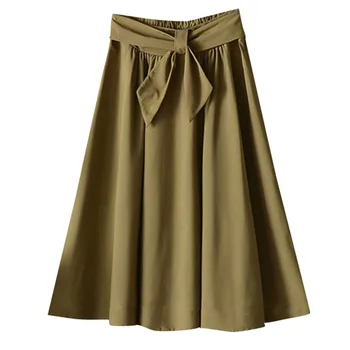 

KLV 2019 women summer skirt latest fashion юбка женская Knee Length Skirt Women With Belt School Skirt free shipping