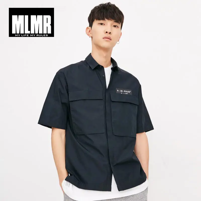 

MLMR Men's 100% Cotton Patched Short-sleeved Shirt M|218204504