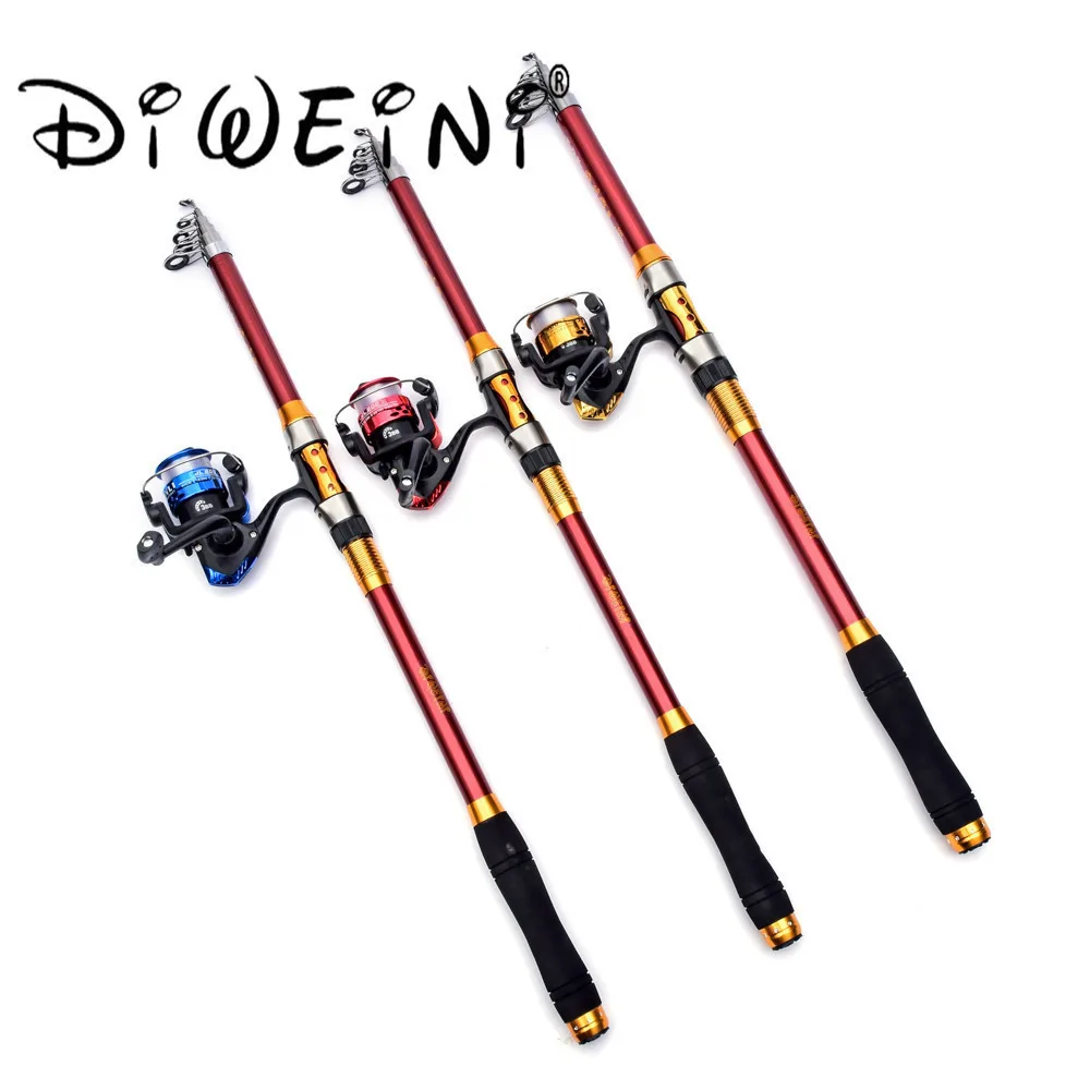 2.1M 3.6M Fishing Rod Set Stainless steel+Carbon Telescopic Fishing Rod