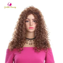 Золотой красивый 16 дюймов кудрявый парик коричневый и черный синтетический афро парики для женщин африканская прическа