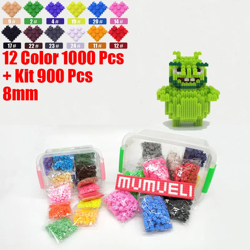 8mm1000pcs MUMUELI Angry Birds Leonard 1000-1500 штук DIY игра фигурка 3D модель набор блоков детская головоломка дети строительные игрушки из полимера KL-LZF - Цвет: 8mm1000pcs