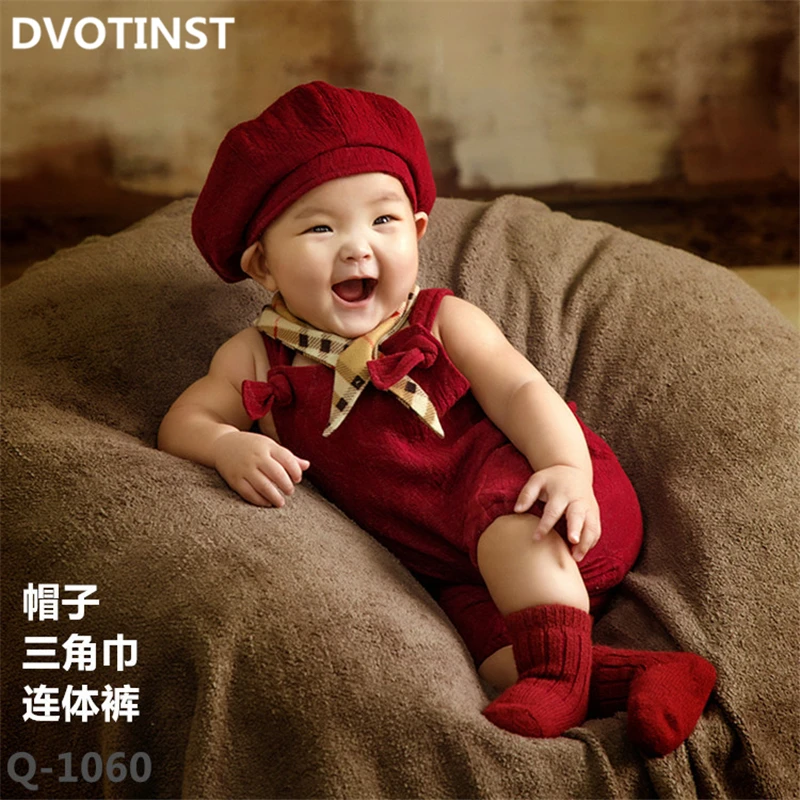 Dvotinst для маленьких мальчиков и девочек, реквизит для фотосъемки новорожденных, наряды, цветочные платья, шляпа, набор для 6-12 м, фотостудия - Цвет: Q-1060