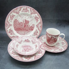 Старая Британия замки розовый обеденный набор Европейский стиль посуда керамическая тарелка для завтрака блюда из говядины десертное блюдо суповая чаша