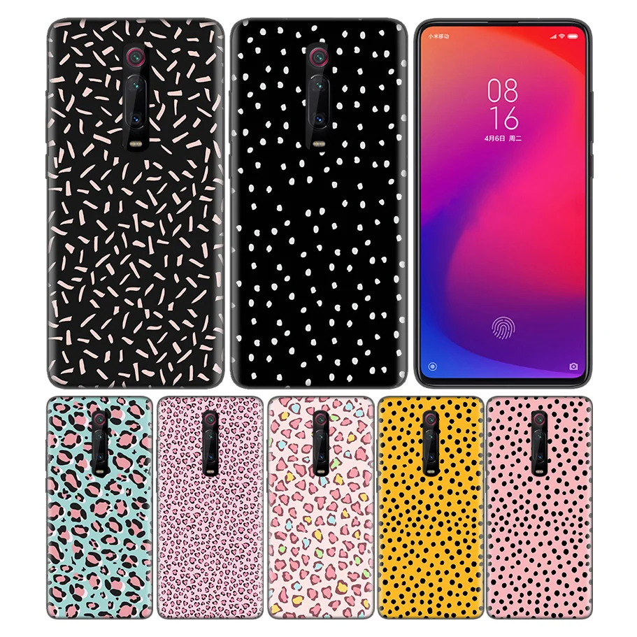 

Phone Pattern Black Rubber Soft Silicone Case Bag Cover for Redmi 7A Note 7 6 7S Y3 K20 Pro Core Shell Creative Design Polka Dot