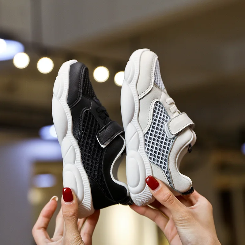 

Mudipanda 2019 new spring and autumn boys sports shoes children running shoes big children and girls small white Black shoes