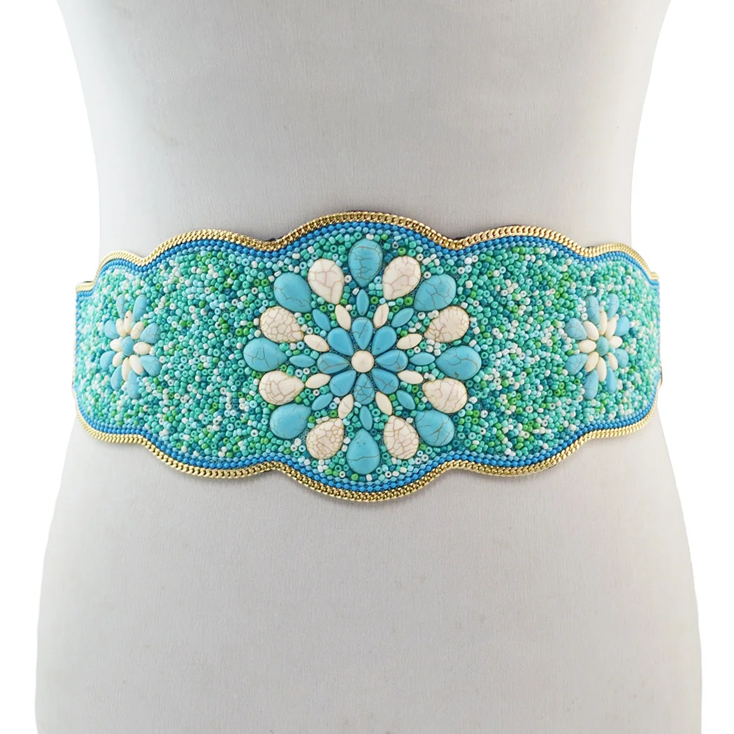 

new fashion flower stone and tree waist chain hand work dance leisure creative waist accessories belt