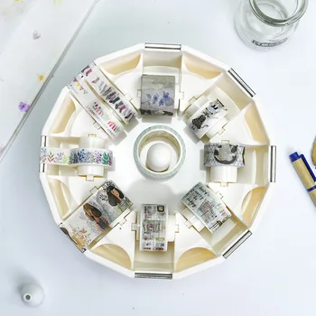 

High Capacity Japanese Masking Tape Storage Cutter Multi Rolls Round Washi Tape Storage Organizer Cutter Office Supplies