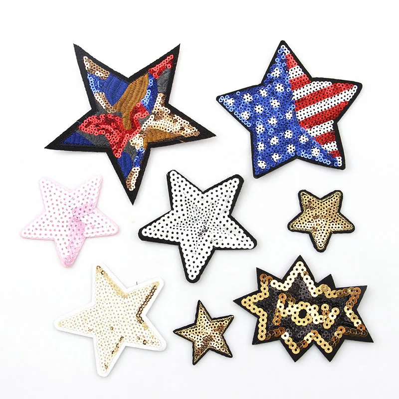 

1PCS Colorful Star Patch Cloth Embroidered Appliques Sew On Patches Clothes Sequins Jeans Garment Dress Accessories DIY