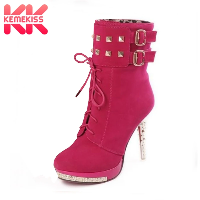 

KemeKiss woman p483 high heel quality leather uppers stylish lady's dress casual shoes women's ankle boots size 34-39