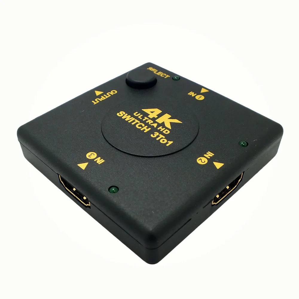 

New Black Mini 4K*2K 3 Port HDMI Switch 3x1 HDMI Switcher 3 input 1 output Splitter HDMI Port for HDTV 1080P Video
