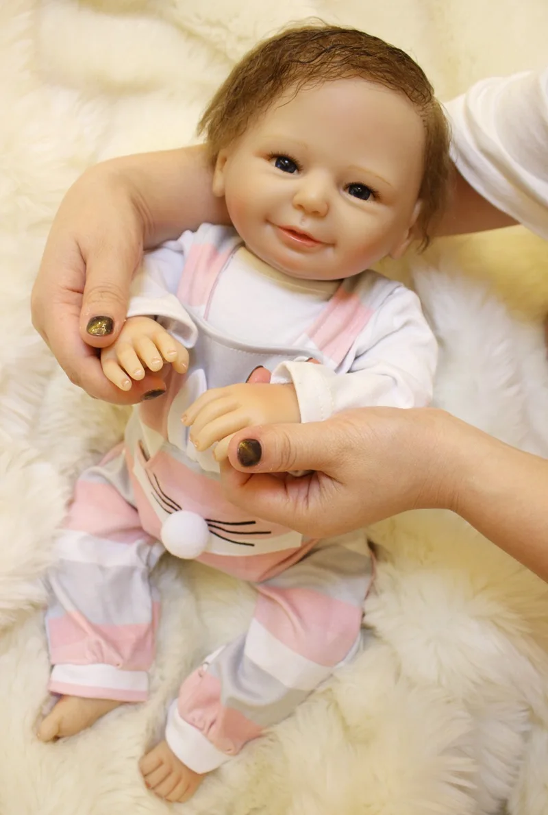 20/" Reborn Baby Doll Lifelike Silicone Vinyl Smile Laugh Girls w// Red Dress 50cm