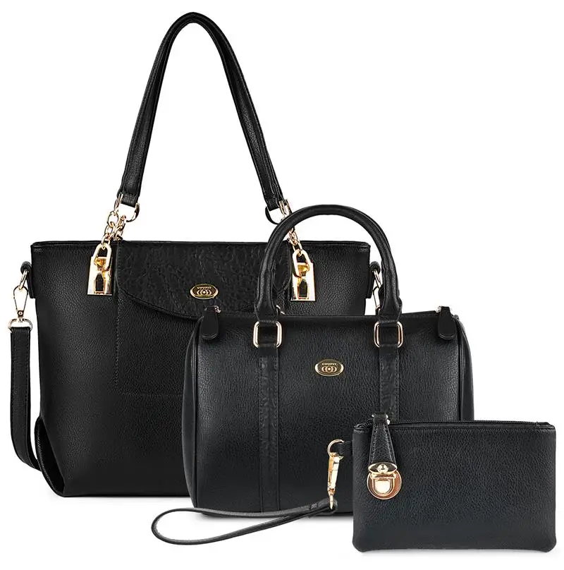 3Pcs Composite Bags Set Women Ladies Handbag Fashion Metal Embossed