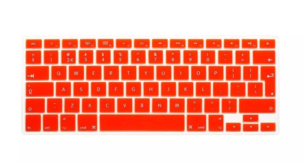 10 шт./лот Защита клавиатуры для Macbook Pro 13," 15,4" и 1" версия ЕС/Великобритании с английским языком печати, много цветов - Цвет: Оранжевый