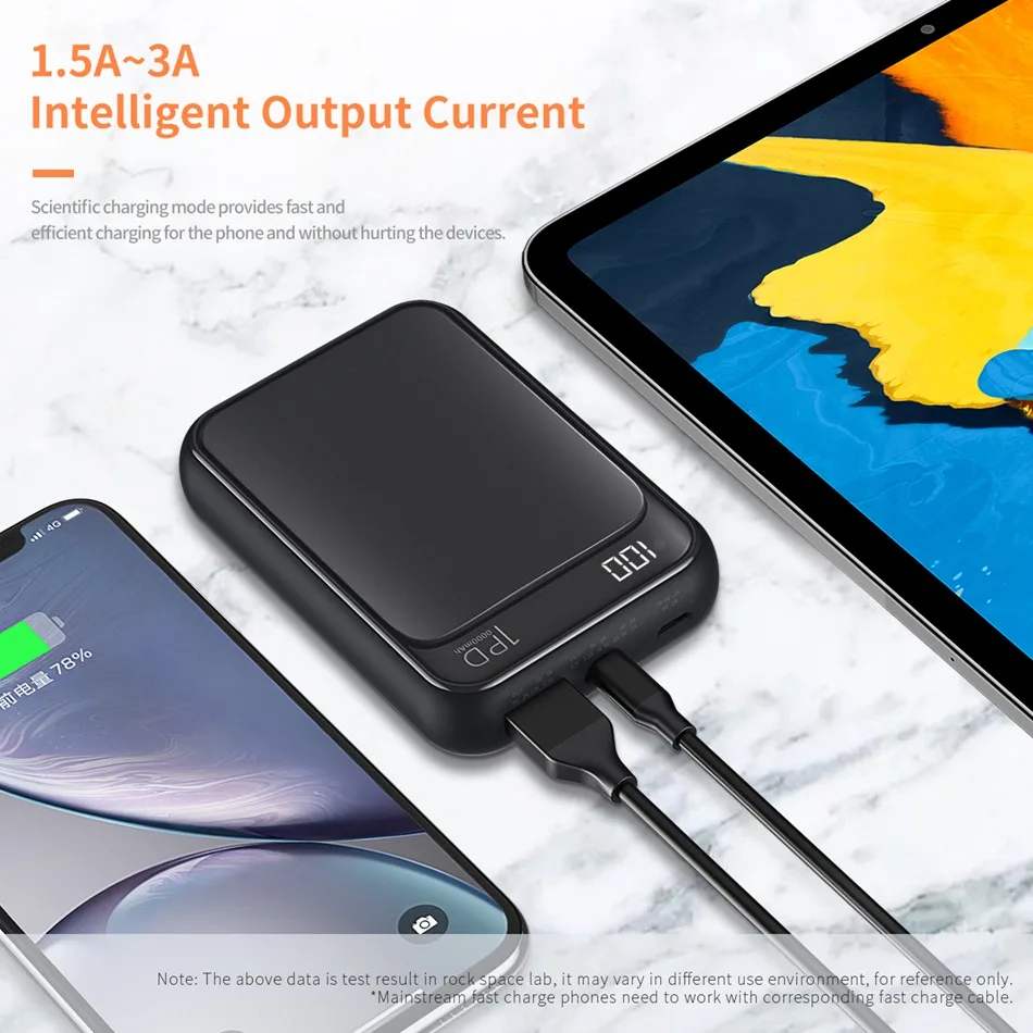 ROCK Mini power Bank 10000 мАч PD 3,0 Быстрая зарядка QC 3,0 светодиодный портативное зарядное устройство с дисплеем Внешняя батарея Быстрая зарядка для samsung HUAWEI