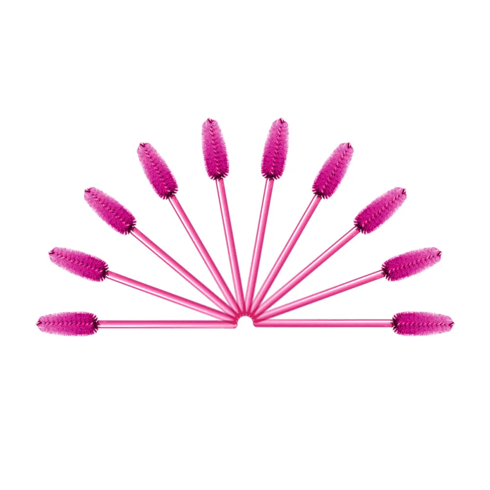 hot pink brush 10 шт./компл. 5 цветов одноразовые щеточки для туши для ресниц Мини ресницы кисти тушь аппликатор микро Spoolie кисти для ресниц - Handle Color: hot pink brush