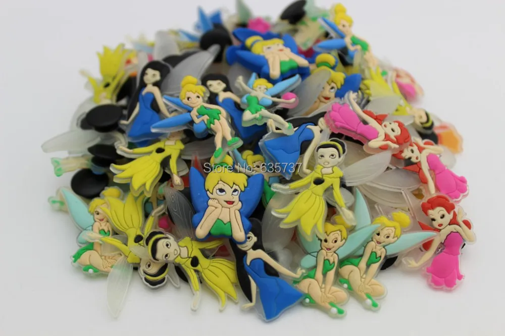 

80pcs/lot Tinker Bell shoe charms ,shoe accessories, shoe decoration fit croc for children gift