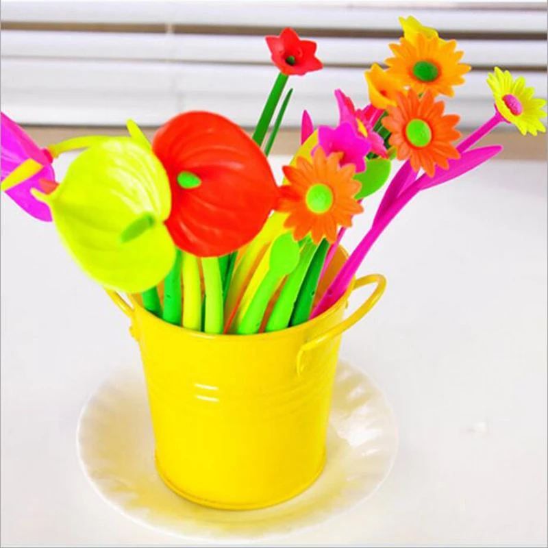 

10pc Lots Creative Stationery Cute Simulation Plant Flowers Soft Silicone Gel Pen