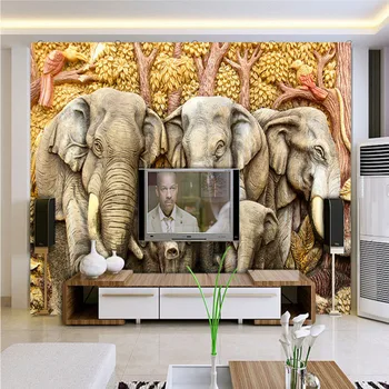 

wallpapers modern modern fashion custom 3d stereoscopic home decorating interior walls mural vintage animal india elephant