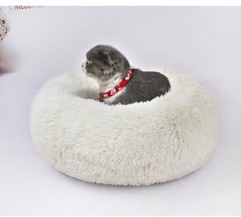 Круглая кровать для собаки моющиеся кошки маленькие пончики собачий дом супер мягкие ворсистые коврики диван для маленьких для средних и больших собак корзина для животных