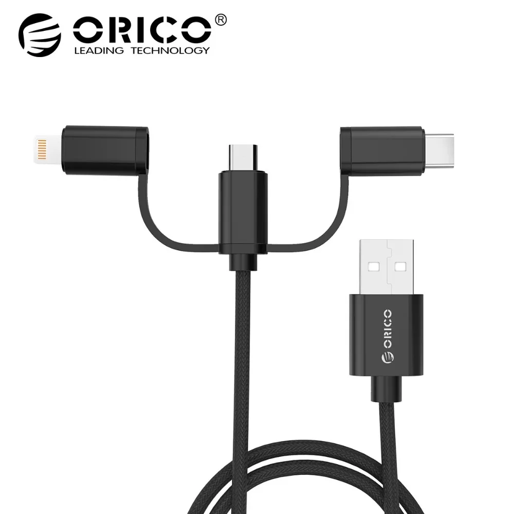 

ORICO 3in1 USB Cable Type C Lighting Micro Charge Cable For iPhone X 7 8 Plus IOS For Xiaomi Huawei Samsung Fast Charging Cables